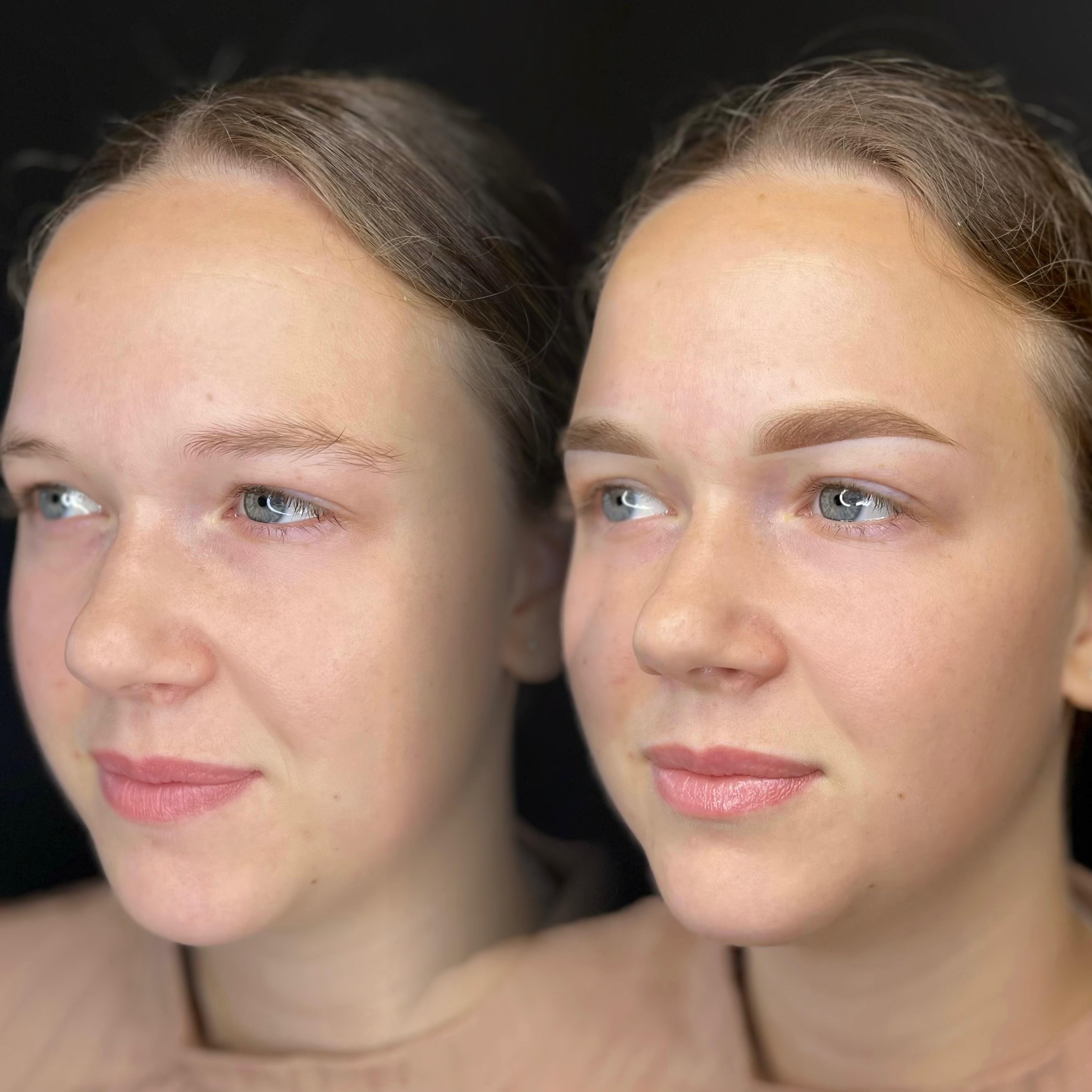 Powderbrows, voor & direct na de behandeling