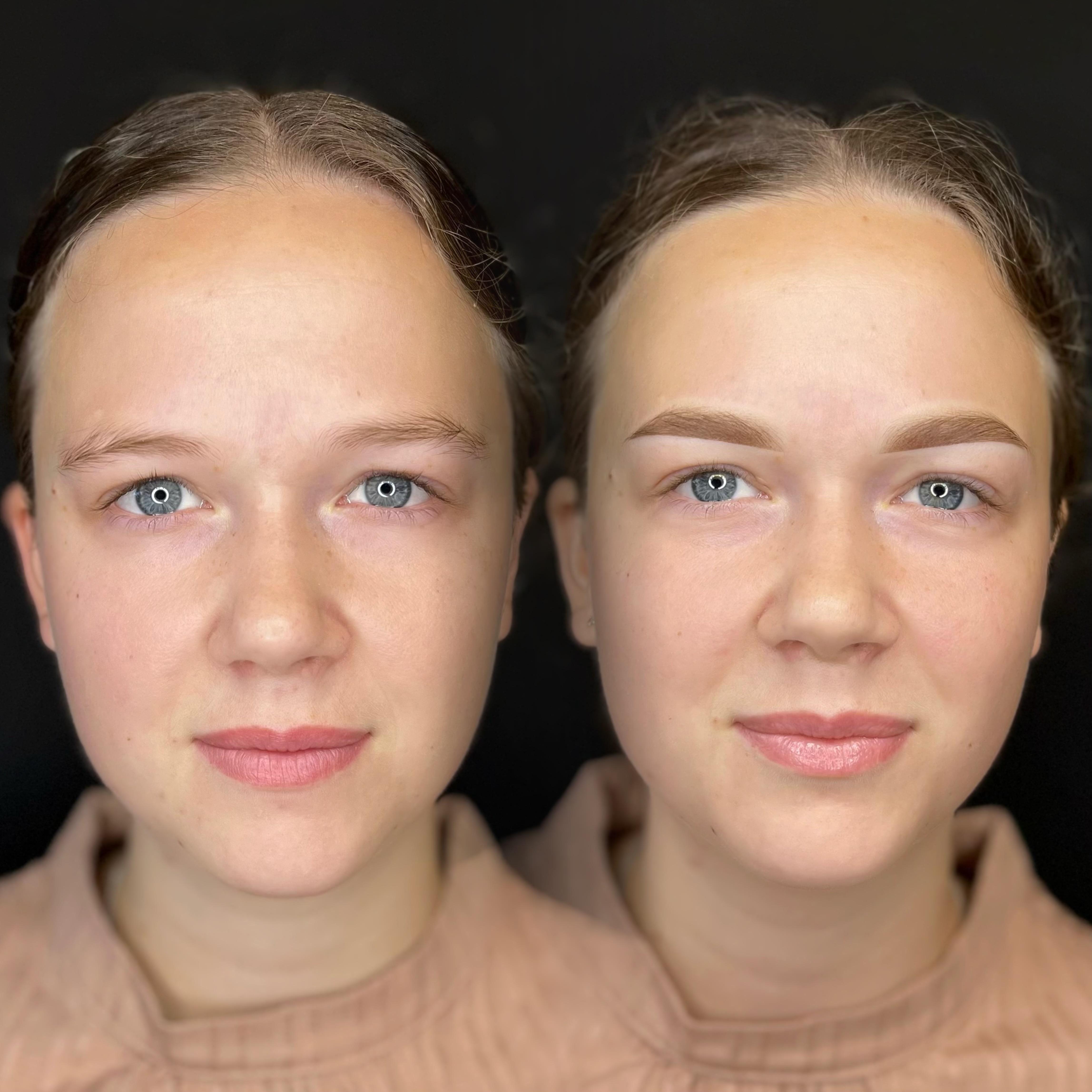 Powderbrows, voor & direct na de behandeling